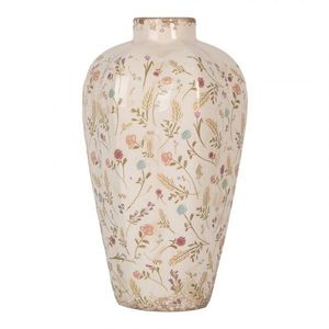 Béžová keramická váza s kvítky Floral Cartoon M - Ø 21*34 cm 6CE1937M obraz