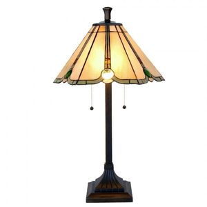 Béžovo-hnědá stolní lampa tiffany Jeannine - Ø 40*67 cm / E27/ 2*60W 5LL-6367 obraz