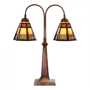Béžovo-hnědá stolní lampa tiffany Bernadette - 48*19*64 cm E27/ 2*60W 5LL-6366 obraz