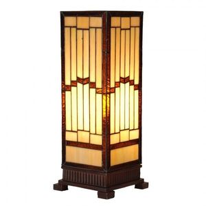 Béžovo-hnědá stolní tiffany lampa Laetitia - 17*17*44 cm E27/ma* 1*40W 5LL-6358 obraz