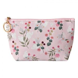 Růžová toaletní taštička s květy Flowers - 21*5*13 cm JZTB0087 obraz
