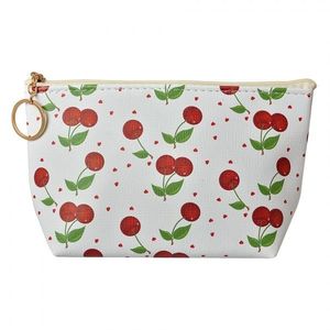 Bílá toaletní taštička s třešněmi Cherries - 21*5*13 cm JZTB0083 obraz