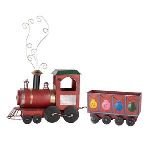 Červená kovová dekorace vláček Locomotive Noel - 63*15*38/50 cm 6Y5739 obraz