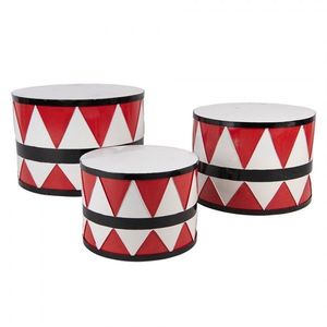 3ks kovový dekorační buben Christmas Drum - Ø 47*32 / Ø 39*28 / Ø 31*22 cm 6Y5732 obraz