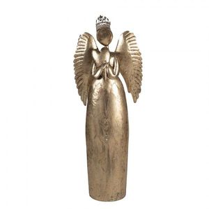 Zlatá antik kovová veliká dekorace anděl se srdcem Christmas Angel - 36*15*100 cm 5Y1369 obraz