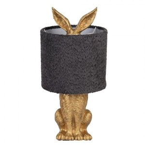 Zlatá stolní lampa králík s chlupatým šedým stínidlem Rabbi - Ø 20*43 cm / E27 6LMC0111GOG obraz