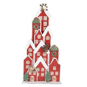 Červená kovová dekorace domky Amsterdam - 28*8*56 cm 5Y1379 obraz