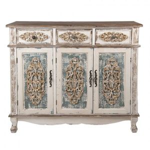 Béžová vintage dřevěná komoda Aimée - 126*40*112 cm 5H0736 obraz