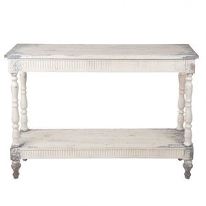 Bílý antik dřevěný konzolový stůl Giorgína - 110*35*78 cm 5H0734 obraz