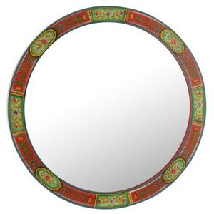Dřevěné barevné kulaté zrcadlo Mumbai wood - Ø 75*3 cm 50561 obraz