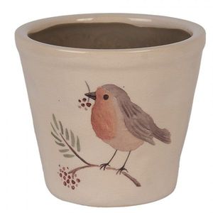 Keramický květináč s ptáčkem Vintage Green Pine XL - Ø 21*20 cm 6CEVGP0001XL obraz
