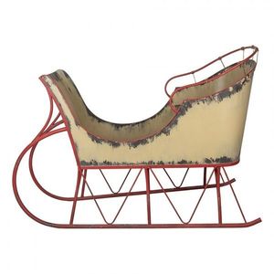 Veliké béžovo-červené kovové sáně Christmas Sleigh - 156*73*104 cm 5Y1330 obraz