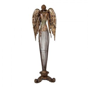 Hnědo-zlatá antik kovová dekorace anděl Aniel Brocante - 17*15*54 cm 6Y5837 obraz