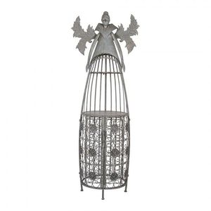 Šedá antik kovová police na víno anděl Wine Rack Angel - 79*62*207 cm 5Y1319 obraz