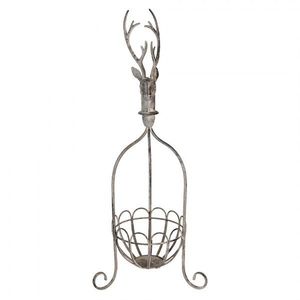 Šedo-hnědý antik kovový košík jelen Deer - 28*28*68 cm 5Y1320 obraz