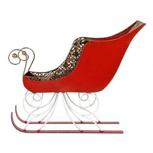 Červeno-zlaté kovové sáně Christmas Sleigh - 37*16*31 cm 6Y5842 obraz