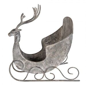 Zinková antik kovová dekorace sáně s jelenem Deer - 44*34*47 cm 6Y5840 obraz