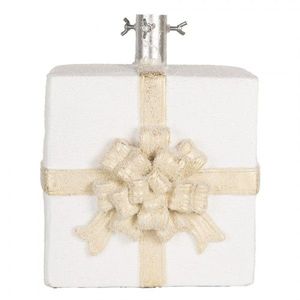 Bílý stojan na stromek ve tvaru dárku Christmas Gift - 26*24*33 cm 6MG0116 obraz