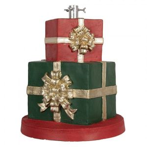 Červeno-zelený stojan na stromek ve tvaru dárků Christmas Gift - Ø 44*54 cm 5MG0061 obraz