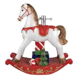 Bílo-červený stojan na stromek houpací kůň Rocking Horse - 69*19*64 cm 5MG0046 obraz
