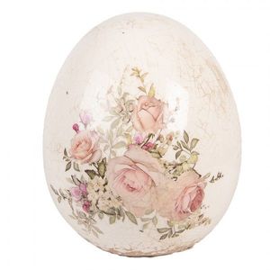 Keramické dekorační vajíčko s růžičkami Rosien M - Ø 10*12 cm 6CE2207M obraz