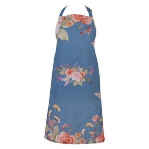 Modrá bavlněná zástěra s květy Flower & Fiesta - 70*85 cm FFA41BL obraz