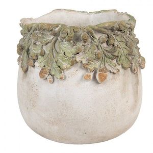 Cementový květináč s dubovými listy a žaludy Acornia M - Ø 19*17 cm 6TE0573M obraz