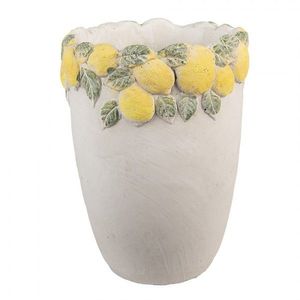 Cementový vysoký květináč lemovaný citróny Lemoni M - Ø 17*23 cm 6TE0570M obraz
