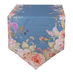 Modrý bavlněný běhoun s květy Flower & Fiesta - 50*160 cm FFA65BL obraz