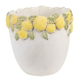 Cementový květináč lemovaný citróny Lemoni M - Ø 20*19 cm 6TE0572M obraz