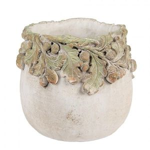 Cementový květináč s dubovými listy a žaludy Acornia S - Ø 15*13 cm 6TE0573S obraz