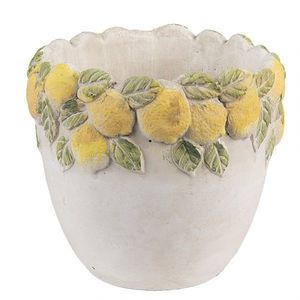 Cementový květináč lemovaný citróny Lemoni - Ø 14*12 cm 6TE0571 obraz