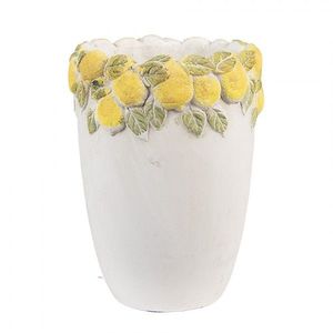 Cementový vysoký květináč lemovaný citróny Lemoni S - Ø 13*17 cm 6TE0570S obraz