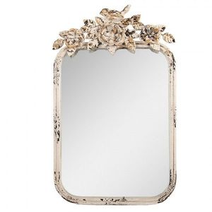 Béžové antik stolní kovové zrcadlo s květy a ptáčkem Brocante - 27*5*45 cm 62S332 obraz