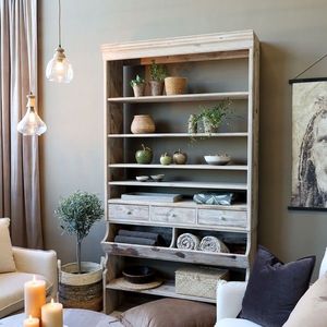 Přírodní dřevěná knihovna Gemma - 124*34*222 cm 40055900 obraz