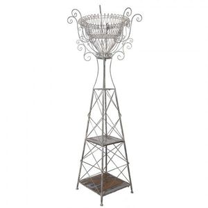 Šedý antik kovový stojan na květinu Brocante - 89*89*230 cm 5Y1348 obraz