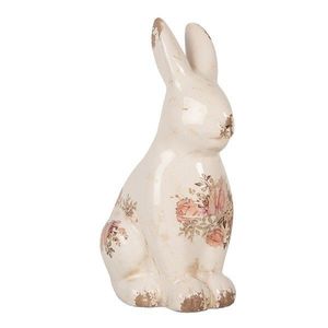 Béžová keramická dekorace králík s růžemi Rosien L - 16*12*28 cm 6CE1957L obraz