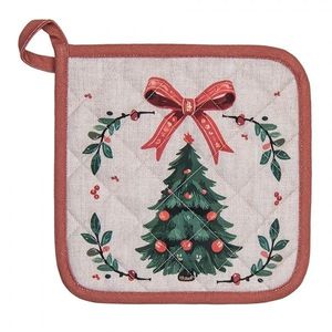 Béžová bavlněná chňapka podložka se stromky Christmas Harmony - 20*20 cm TCH45 obraz