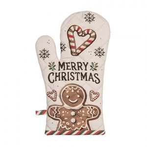 Béžová bavlněná chňapka rukavice s perníčky Gingerbread Magic - 18*30cm CGM44 obraz