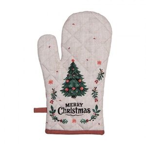 Béžová bavlněná chňapka rukavice se stromky Christmas Harmony - 18*30 cm TCH44 obraz