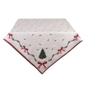 Béžový bavlněný ubrus se stromky Christmas Harmony - 100*100 cm TCH01 obraz