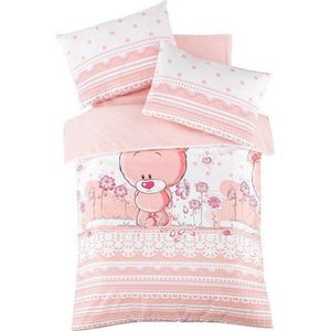 Růžové dětské povlečení do postýlky z bavlny Renforcé s prostěradlem/4dílné 100x150 cm Pinky – Mijolnir obraz