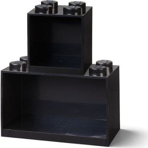 Sada 2 dětských černých nástěnných polic LEGO® Brick obraz