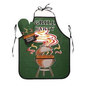 Kuchyňská zástěra nebo komplet, Grill party, zelená, 63 x 75 cm Komplet obraz
