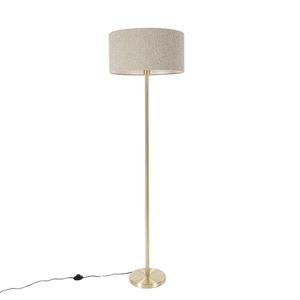 Stojací lampa mosazná sbouclé stínidlem taupe 50 cm - Simplo obraz
