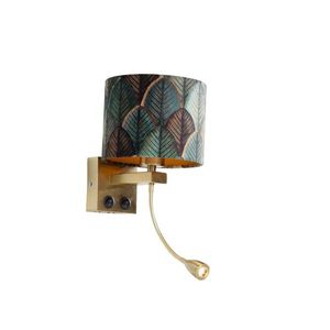 Nástěnná lampa bronzová s sametovým stínidlem, design listů a zlatým interiérem - Brescia Combi obraz