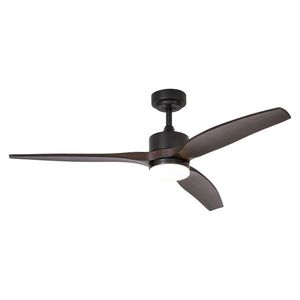 Stropní ventilátor černý s dřevěným potiskem 132 cm vč. LED stmívatelný s dálkovým ovládáním - Joly obraz