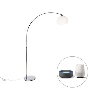 Chytrá oblouková lampa chrom s bílým stínítkem vč. Wifi A60 - Arc Basic obraz