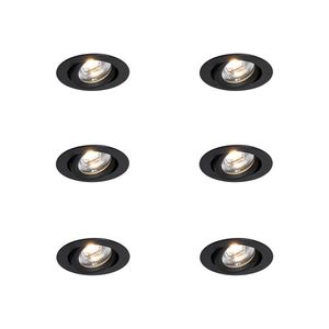Sada 6 zapuštěných bodových svítidel černá naklápěcí 8, 2 cm vč. LED stmívatelné do teplé IP54 Ultra Slim - Pupil obraz