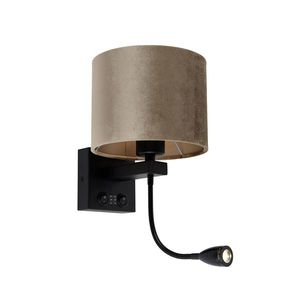 Nástěnná lampa černá s taupe sametovým stínítkem 18 cm - Brescia Combi obraz